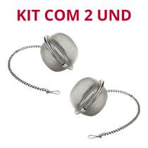 Kit com 2 Infusor Inox Para Chá Mini Peneira Coador Ervas Individual
