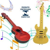 Kit Com 2 Instrumentos Musicais Para Criança - Violinha Violão E Guitarra - Brinquedo - AMAR E