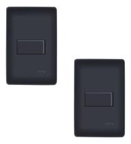 Kit Com 2 Interruptores Paralelo Preto 16A/250V Com Placa Habitat Black - Fame Kit Com 2 Interruptores Paralelo Preto 16A/250V Com Placa Habitat Black - Fame