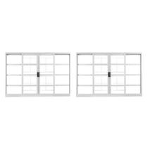 Kit com 2 Janelas de Aço de Correr 100x120cm 4 Folhas com Grade e Vidro Branca MGM
