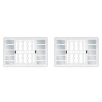 Kit com 2 Janelas de Aço de Correr 100x150cm 4 Folhas com Grade Minas Sul Mgm
