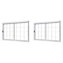 Kit com 2 Janelas de Aço de Correr Lateral 100x120cm 2 Folhas com Grade Quadruculada Vidro Liso Branco Ramassol Kit com 2 Janelas de Aço de Correr Lateral 100x120cm 2 Folhas com Grade Quadruculada Vidro Liso Branco Ramassol