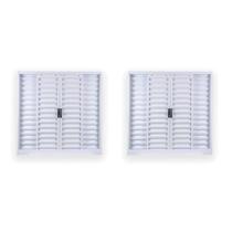 Kit com 2 Janelas de Aço Veneziana de Correr 100x100cm 4 Folhas com Grade Minas Sul MGM Branco Kit com 2 Janelas de Aço Veneziana de Correr 100x100cm 4 Folhas com Grade Minas Sul MGM Branco