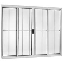 Kit com 2 Janelas de Alumínio de Correr 120x200cm com Grade 4 Folhas Central Ecosul Esquadrisul