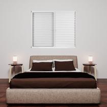 Kit com 2 Janelas de Alumínio Veneziana 100x120cm 3 Folhas 1 Fixa com Vidro Liso Branco MGM