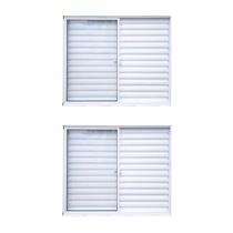 Kit com 2 Janelas de Alumínio Veneziana 100x120cm 3 Folhas 1 Fixa com Vidro Liso Soft Plus Mgm