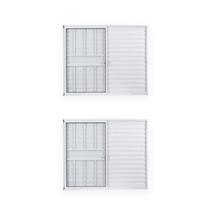Kit com 2 Janelas de Alumínio Veneziana 100x150cm 3 Folhas 1 Fixa com Grade e Vidro Liso Soft Plus Branco Kit com 2 Janelas de Alumínio Veneziana 100x150cm 3 Folhas 1 Fixa com Grade e Vidro Liso Soft Plus Branco