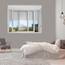 Kit com 2 Janelas de Correr 2 Folhas Móveis com Persiana Integrada 120x150cm Blackout Vidro Liso
