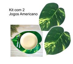 Kit com 2 Jogo Americano Folha Verde Jiboia Mesa Posta Lugar