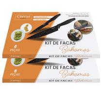 Kit Com 2 Jogos De Facas Em Aço Inox E Descascador Caerus Home Bahamas 6 Peças Cada Kit