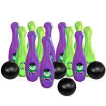 Kit com 2 Jogos Infantil para Família e Amigos Boliche Grande Topo Hero Huk