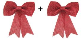 Kit com 2 Laços Vermelho de Rafia com Glitter 25 x 20 cm