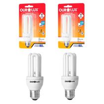 KIT COM 2 Lâmpadas Ourolux 9W 127V COMPACTA 3U 6400K