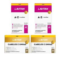 Kit com 2 Lavitan Mulher A-Z + 2 Lavitan Cabelos e Unhas 60 Comprimidos Cada