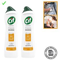 kit com 2 limpador cif cremoso limpeza profunda 450ml laranja