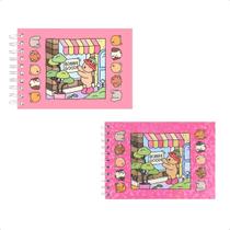 Kit com 2 Livro de Colorir Caderno Bobbie Goods Capa Dura Holográfica 48 Páginas Folha de Acetato Inclusa