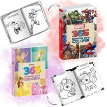 Kit com 2 Livros: 365 Desenhos para Colorir Marvel e Disney Princesas & Fadas