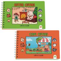 Kit com 2 Livros de Colorir Kittie e Capi Cuties Capa Dura