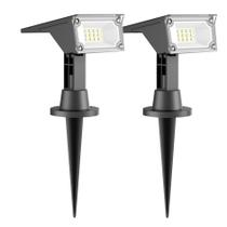 Kit com 2 - Luminária Solar Refletor Espeto Jardim Spot LED Dual Color 50 Lumens Branco Quente 3000K + Branco Frio 6500K