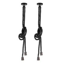 Kit com 2 Lustres Pendentes Corda para 2 Lâmpadas E27 Chumbo Bivolt