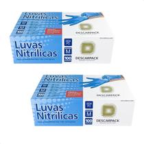 Kit com 2 Luva Procedimento Tamanho M sem Pó Nitrilica Azul Kit com 2 Luva Procedimento Tamanho M sem Pó Nitrilica Azul