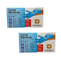 Kit com 2 Luva Procedimento Tamanho P sem Pó Nitrilica Azul Kit com 2 Luva Procedimento Tamanho P sem Pó Nitrilica Azul