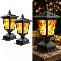 Kit com 2 Luzes Solares para Poste com Chama Tremulante, à Prova dÁgua Kit com 2 Luzes Solares para Poste com Chama Tremulante, à Prova dÁgua