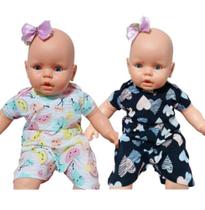 Kit com 2 Macacões curtos para Bebê menina Elian Baby Kit com 2 Macacões curtos para Bebê menina Elian Baby