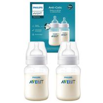 Kit Com 2 Mamadeiras Anti-Colic Transparente 260ml SCY103/02 Philips Avent Kit Com 2 Mamadeiras Anti-Colic Transparente 260ml SCY103/02 Philips Avent