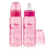 Kit Com 2 Mamadeiras Divertidas 240Ml Bico 6M+ Rosa - Lillo Kit Com 2 Mamadeiras Divertidas 240Ml Bico 6M+ Rosa - Lillo