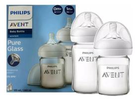 Kit Com 2 Mamadeiras Petala Avent De Vidro De 125 E 240 Ml