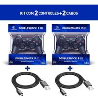 Kit Com 2 Manete Controle Joystick Sem Fio Playstation 3 Ps3 - Kapbom doubleshock ps3