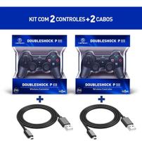 Kit Com 2 Manete Controle Joystick Sem Fio Playstation 3 Ps3 - Kapbom