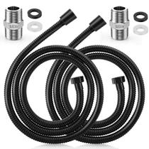 Kit com 2 Mangueiras para Chuveiro Dreyoo Preto Fosco 100 cm em Aço Inoxidável Kit com 2 Mangueiras para Chuveiro Dreyoo Preto Fosco 100 cm em Aço Inoxidável
