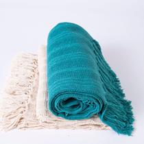 Kit Com 2 Mantas Cru Com Jade 100% Algodão Xale Decorativo Tear Mineiro Artesanal De Luxo Kit Com 2 Mantas Cru Com Jade 100% Algodão Xale Decorativo Tear Mineiro Artesanal De Luxo