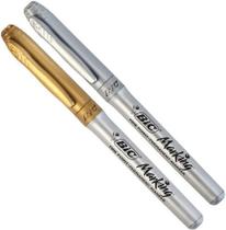 Kit Com 2 Marcadores Permanente Bic Marking Metalicas