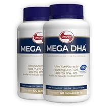 Kit com 2 MEGA DHA Vitafor 120 Capsulas - Ômega 3 DHA Alta Concentração Kit com 2 MEGA DHA Vitafor 120 Capsulas - Ômega 3 DHA Alta Concentração
