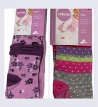 Kit Com 2 Meias Calça Bebê Algodão Menina Selene Kit Com 2 Meias Calça Bebê Algodão Menina Selene