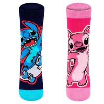 Kit com 2 Meias Infantil Disney Stitch e Angel Lupo Cano Médio Kit com 2 Meias Infantil Disney Stitch e Angel Lupo Cano Médio