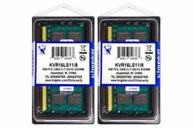 kit com 2 Memória RAM Kingston 8GB DDR3 1600MHZ 1.35V NOTEBOOK Kvr16n118