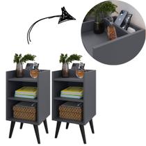 Kit com 2 Mesa de Cabeceira Nicho e porta celular organizador Max