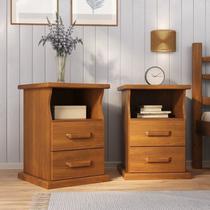 Kit com 2 Mesa de Cabeceira Slim - 100% Madeira Marrom Mogno Mel