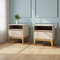 Kit com 2 Mesas de Cabeceira 2 Gavetas 2 Nichos Bento Yescasa