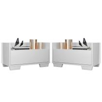Kit com 2 Mesas de Cabeceira 60 Cm com Pés Quadrados Branca