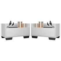 Kit com 2 Mesas de Cabeceira 60 Cm com Pés Quadrados Branca