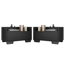 Kit com 2 Mesas de Cabeceira 60 Cm com Pés Quadrados Preta