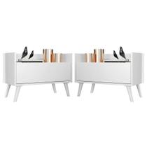 Kit com 2 Mesas de Cabeceira 60 Cm com Pés Retrô Branca