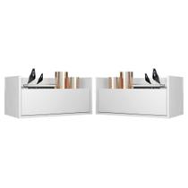 Kit com 2 Mesas de Cabeceira 60 Cm Suspensa Branca