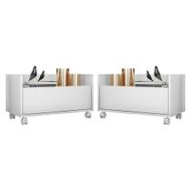 Kit com 2 Mesas de Cabeceira 60cm com Rodízios Multimóveis V3635