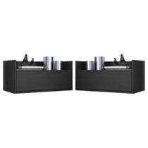 Kit Com 2 Mesas De Cabeceira 60Cm Suspensa Multimóveis V3632 Preta Preto